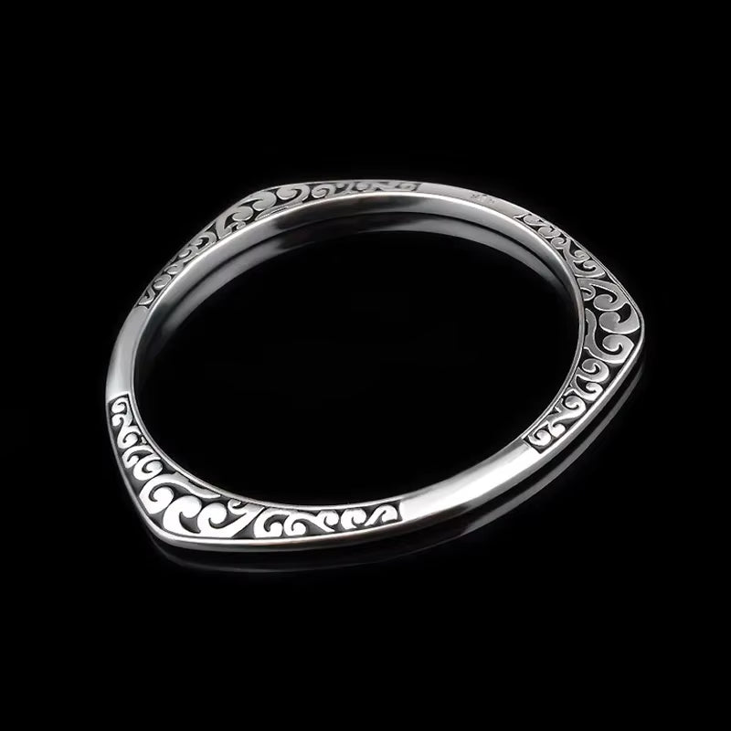 New Arrival 925 Tibetan Sterling Silver Bracelets Women Cuff Bracelet Bangle Hot Sale Luxury with Stamp Jewelry