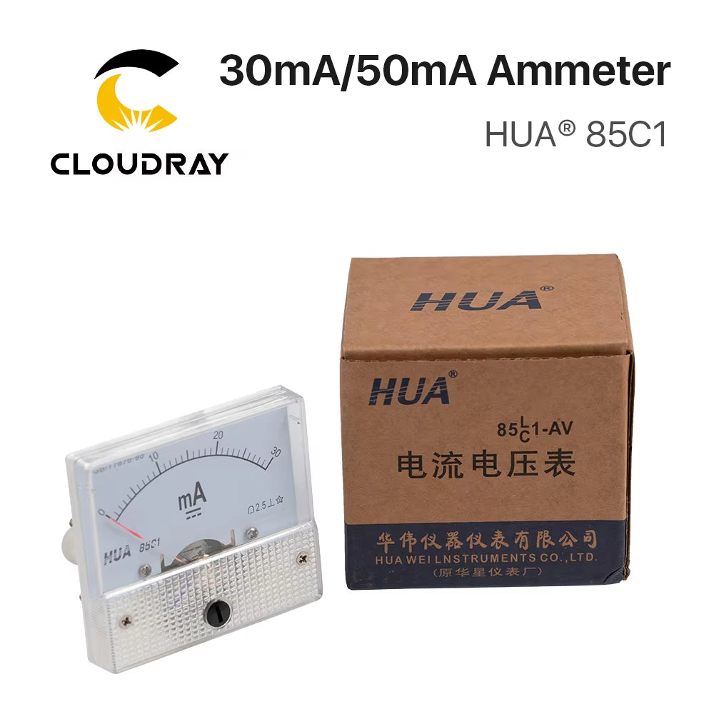 30Ma 50Ma Ammeter HUA 85C1 DC 0-30Ma 0-50Ma Analog Amp Panel Meter Current for CO2 Laser Engraving Cutting Machine