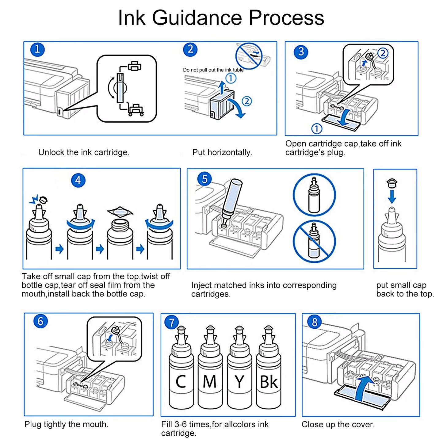 664 Refill Dye Ink for L100 L110 L210 L120 L220 L310 L355 L362 L366 L365 L380 L486 L800 L805 L810 ET-2650 Printer 4 Colors