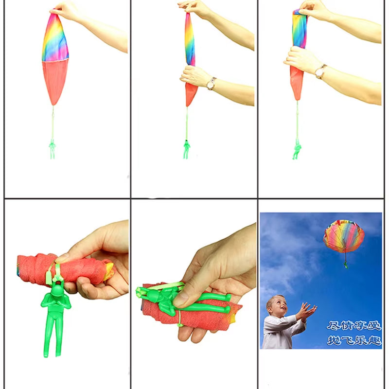 5Set Kids Hand Throwing Parachute Toy for Children'S Educational Parachute with Figure Soldier Outdoor Fun Sports Play Game