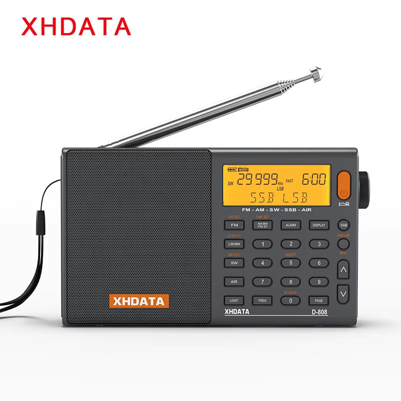 D-808 AM/FM/SW/MW SSB AIR RDS Full Band Portable Radio with Multifunction Deep Sound Stereo Rechargeable Radio Receiver