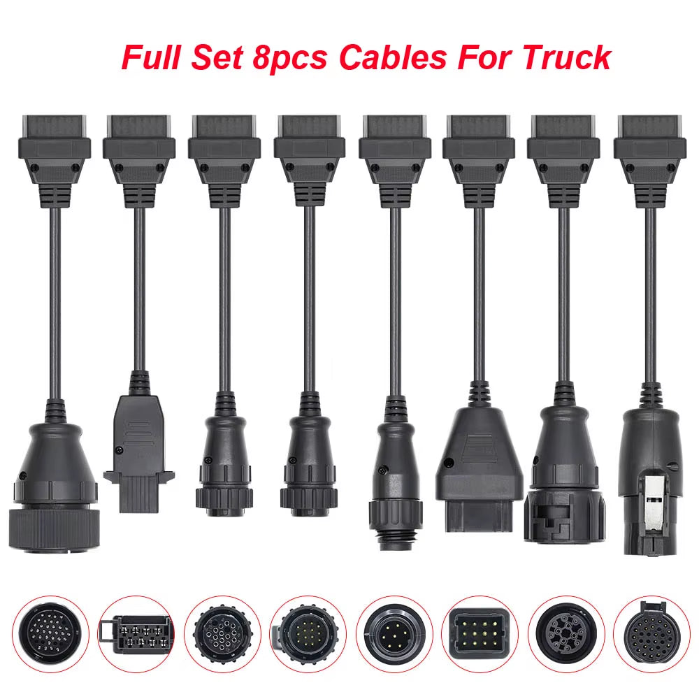 Full Set 8 Pcs Car Truck Converter for Scania 16Pin Male to Female OBD 2 OBD2 Car Auto Connector Extension Cable