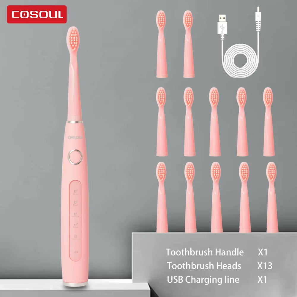 Electric Toothbrush Sonic Rechargeable Top Quality Smart Chip Toothbrush Head Replaceable Whitening Healthy Best Gift !