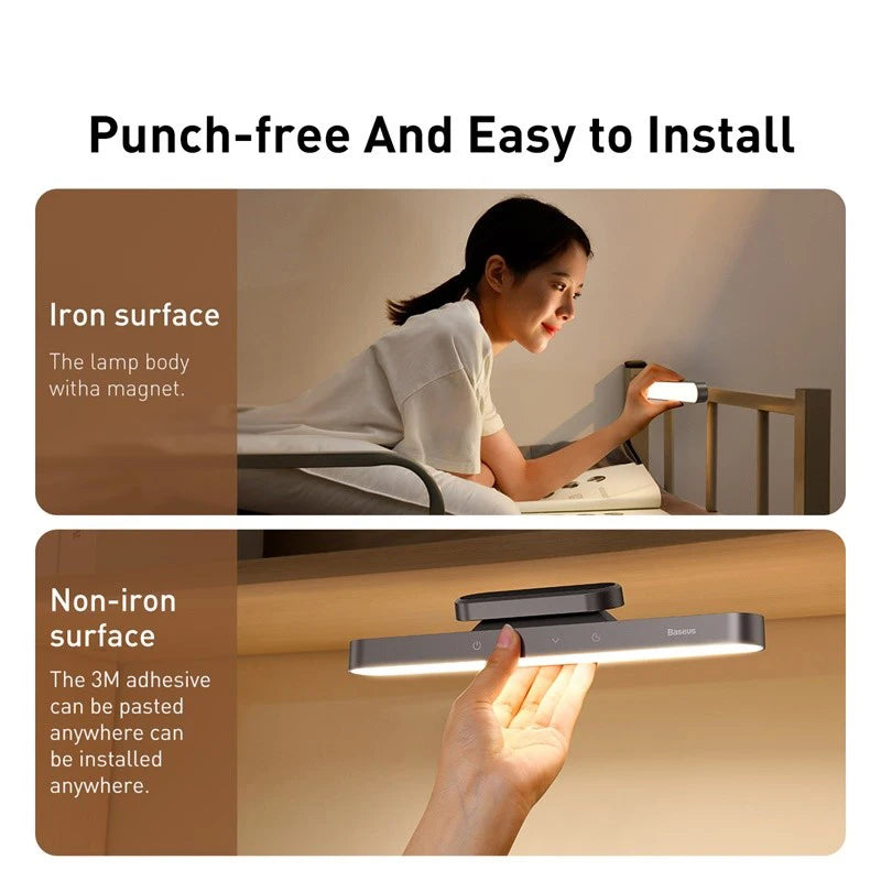 Night Light Hanging Magnetic LED Table Lamp Stepless Dimming Desk Lamp Rechargeable for Cabinet Bedroom Kitchen Light