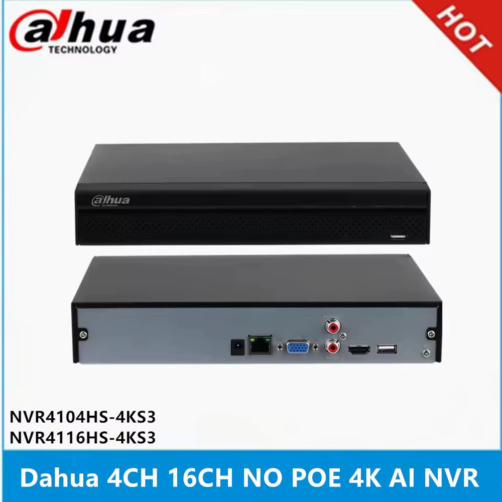 NVR4104HS-4KS3 4CH 4K NVR & NVR4108HS-EI 8CH AI NVR & Nvr4116Hs-4Ks3 16Ch without POE Wizsense AI Network Video Recorder