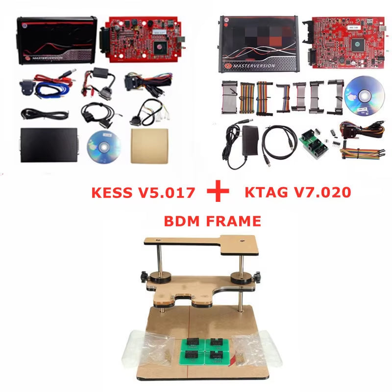 Online 2.80 EU Red V5.017 OBD2 Manager Remap Kit KTAG V7.020 4 LED BDM Frame 22Pcs Adapters K-TAG 2.25 ECU Flash Tool