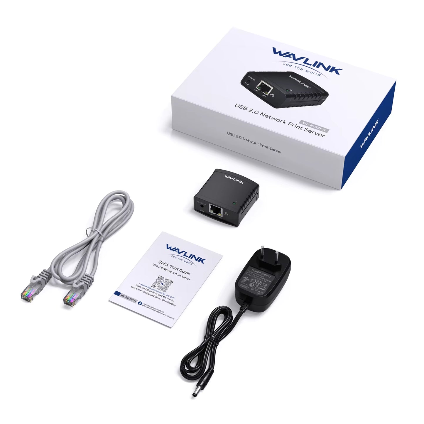 USB 2.0 LRP Print Server Share a LAN Ethernet Networking Printers Power Adapter USB HUB 100Mbps Network Print Server US