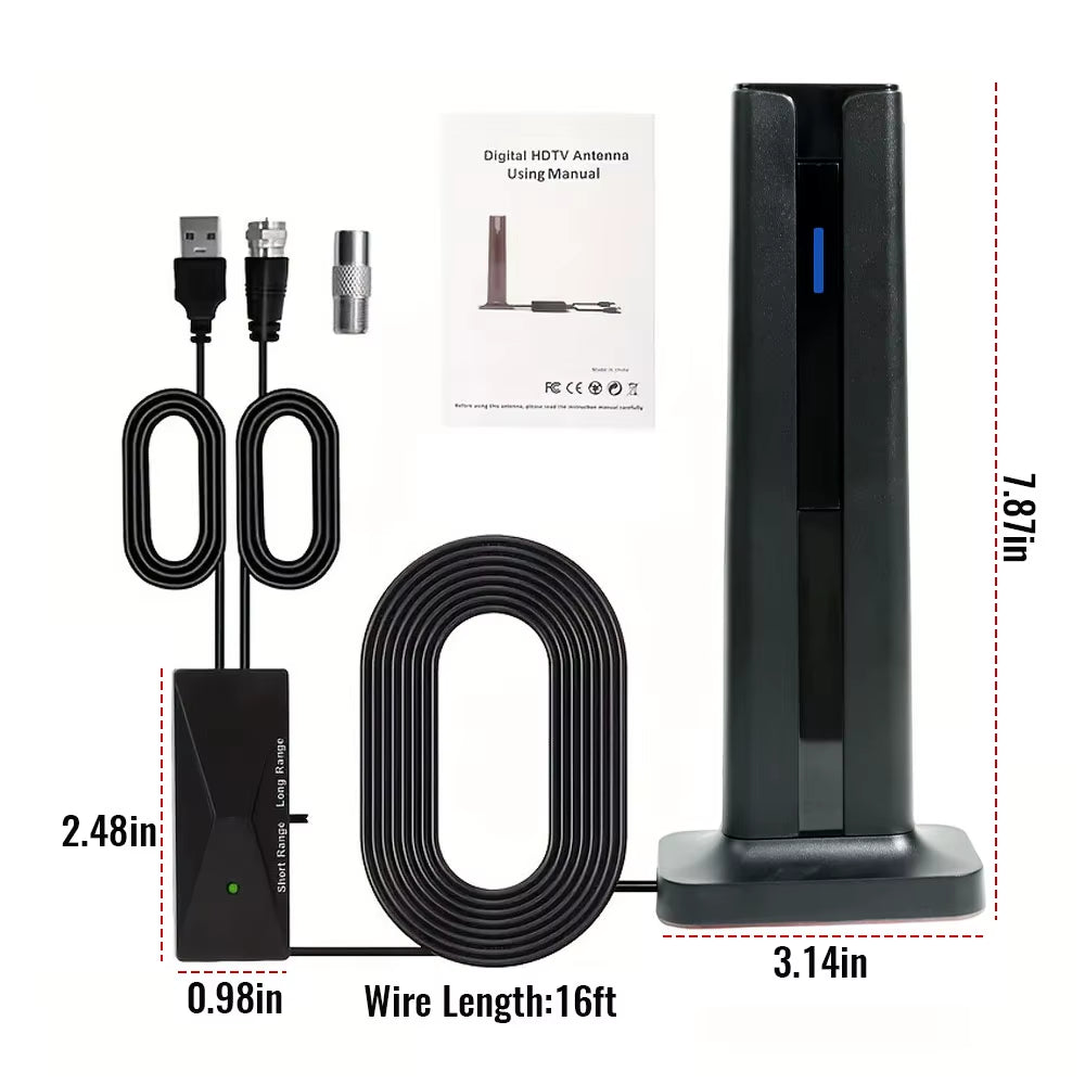 Indoor TV Antenna for All Smart Tvs Long Range HD Digital with Signal Amplifier Supports 4K 1080P Local Channels Smart Antenna