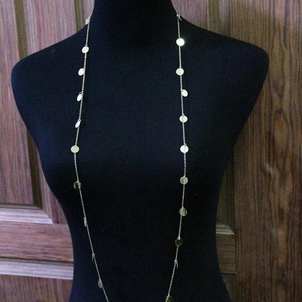Long Bohemia Trendy Women Jewelry Statement Necklace Personality Sequins Pendant Maxi Collar Chain