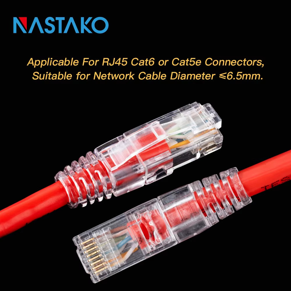 20/50/100Pcs Cat6 RJ45 Connector UTP Cable Ethernet Jack 8P8C Network CAT6 Cat5E Modular Plugs with 6.5Mm RJ45 Caps