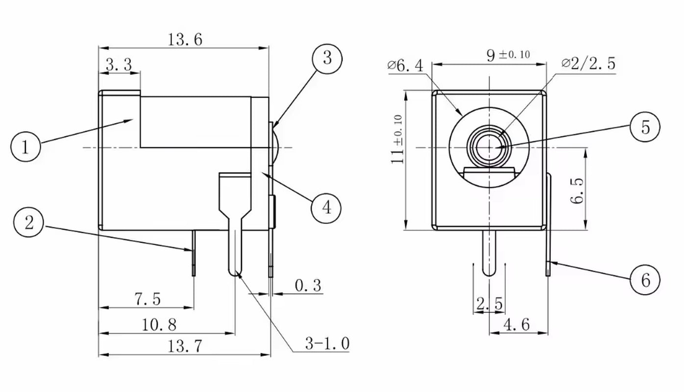 10Pcs Breadboard-Friendly 2.1Mm DC Barrel Jack DC005