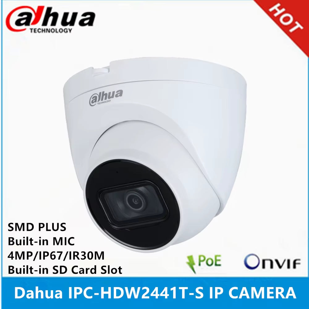 IPC-HDW2441T-S 4MP Wizsense Camera POE IP67 Built in Mic & SD Card Slot Starlight IR 30M SMD plus IP Camera