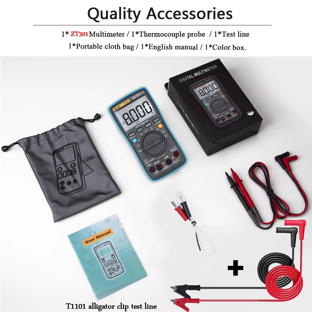 Digital Multimeter Auto Range True RMS 8000 High Precision Ammeter Voltmeter Smart Capacitor Temperature NCV Ohm Hz Tester