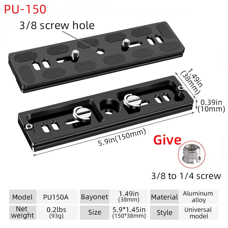 Universal Aluminum Alloy Quick Release Plate Tripod Mount Adapter with 1/4 Screw for Benro Arca Swiss Ball Head and Camera