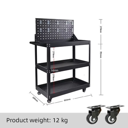 Mechanical Workshop Tools with Wheels, Tool Carts 3-Layer Mobile Tool Car, Multifunctional and Heavy-Duty Auto Repair Parts Car