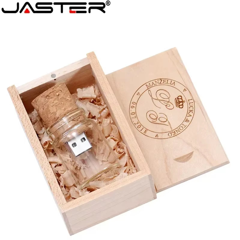 New Arrival Messenger Bottle Usb 2.0 Memory Stick Glass Drift Bottle Usb Flash Drives Wooden Cork Pendrive 16GB 32GB 64GB