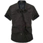 Fashion Cotton Casual Shirts Summer Men plus Size Loose Baggy Shirts Short Sleeve Turn-Down Collar Military Style Male Clothing