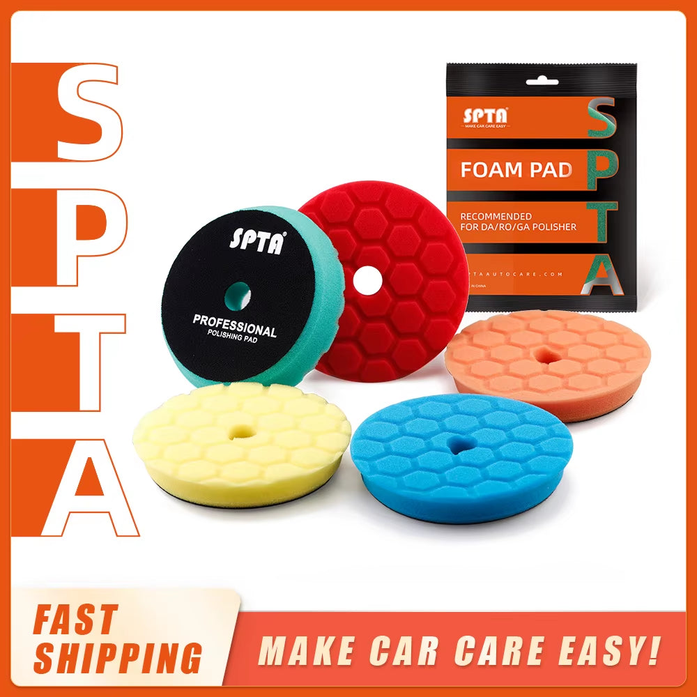 3"/5"/6" Car Spong Buffing Polishing Pad Honeycomb Pattern Hook&Loop Backer for DA/RO/GA Car Buffer Polisher