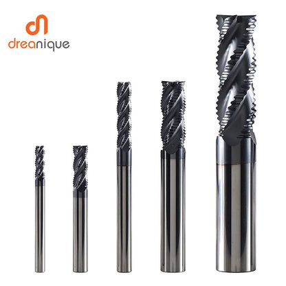 Solid Carbide Roughing End Mill 4 Flute CNC Milling Cutter Bits Router Bit for 50 Hrc Metal Roughing Machining 6Mm to 20Mm
