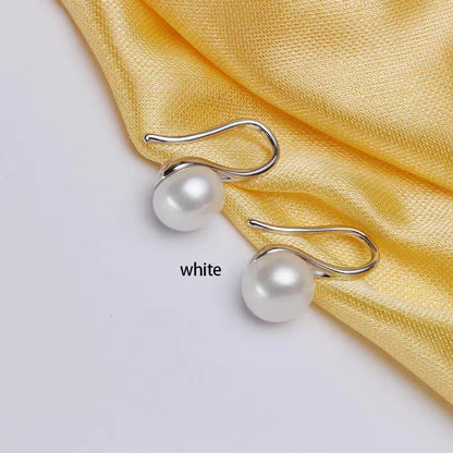 925 Sterling Silver Natural Pearl Earrings Simple round Classic Earrings Fashion Fine Jewelry Gifts Earrings for Women