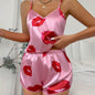Ladies Satin Silk Lace Cami Vest Shorts Lingerie Pyjamas Set Summer Women Pajamas Sets Two Piece Set Pijama for Woman