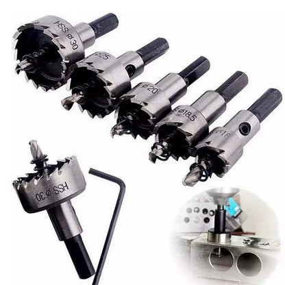 5Pcs Carbide Tip HSS Drill Bit Hole Saw Set Stainless Steel Metal Alloy 16/18.5/20/25/30Mm Woodworking Tools