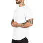 Brand Gym Clothing Fitness T Shirt Men Fashion Extend Hip Hop Summer Short Sleeve T-Shirt Cotton Bodybuilding Muscle Tshirt Man