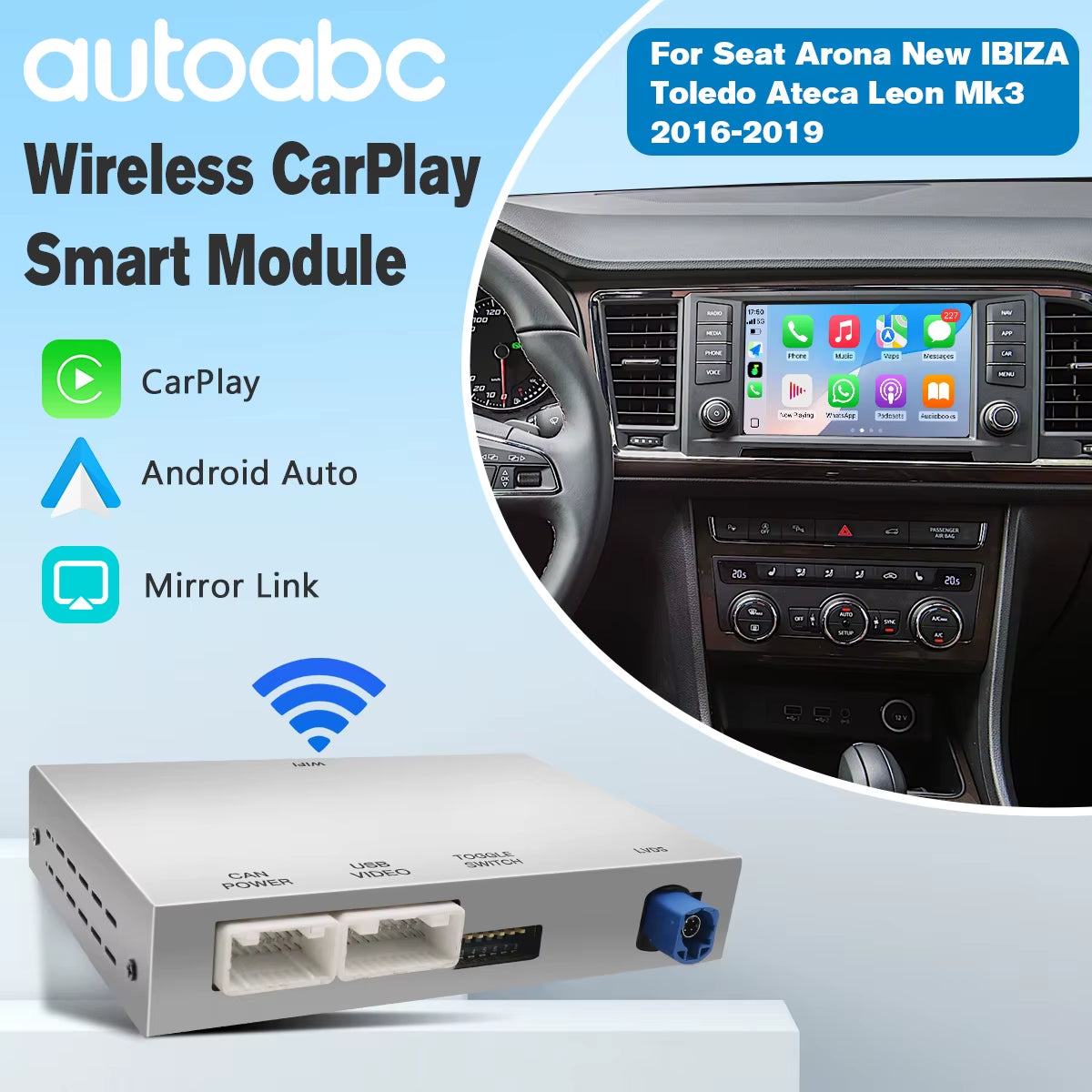 2025 New Wireless Carplay Android Auto for Seat Arona New IBIZA Toledo Ateca Leon Mk3 2016-2019 with Support OEM Afterma