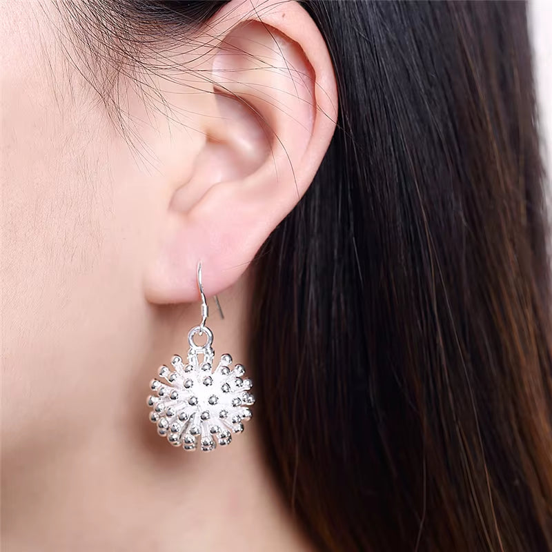 925 Sterling Silver Firework Flower Necklace Earring Set Popular Charm Nice Necklace Earring Sets Women'S Jewelry