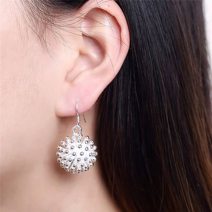 925 Sterling Silver Firework Flower Necklace Earring Set Popular Charm Nice Necklace Earring Sets Women'S Jewelry