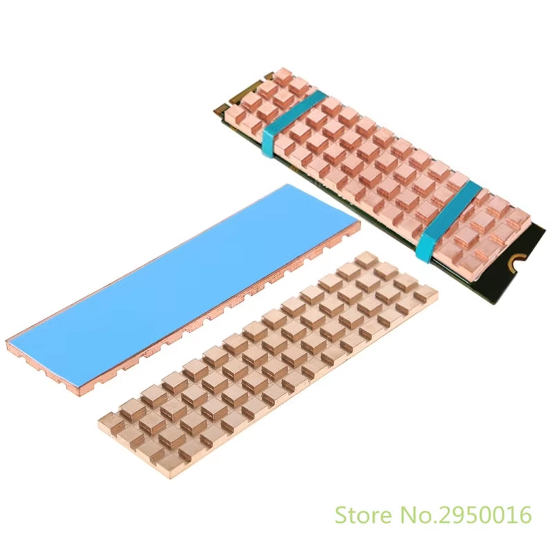 Copper Heatsink Cooler Heat Sink Thermal Conductive Adhesive for M.2 NGFF 2280 PCI-E NVME SSD 67X18Mm Thickness 1.5/2/3/4/6Mm