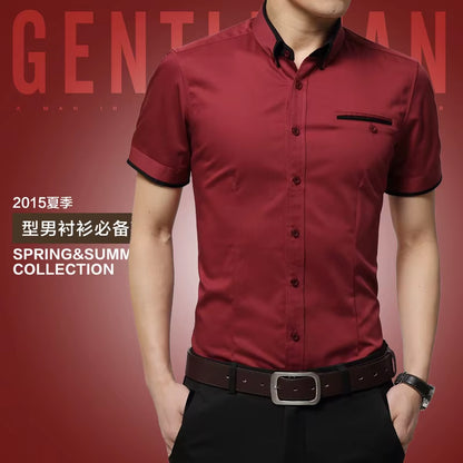 2025 New Arrival Brand Men'S Summer Business Shirt Short Sleeves Turn-Down Collar Tuxedo Shirt Shirt Men Shirts Big Size 5XL