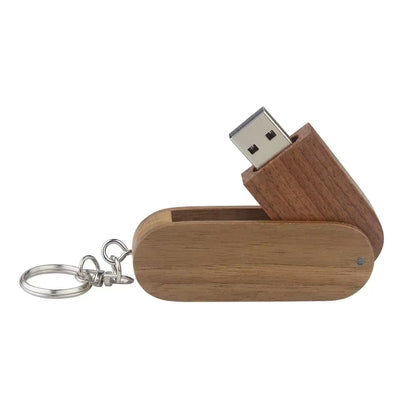Wooden Rotatable USB USB Flash Drives 128GB Memory Stick Free Custom Logo 64GB 32GB with Key Chain Business Gift Pendrive