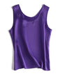 . Women Basic Cozy Tanks, 100%Real Silk, O Neck Sleeveless Chic T Shirt, 2025 Solid Summer Vests, White, Pink, Beige