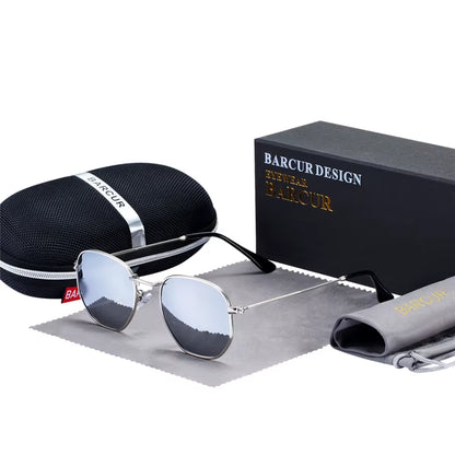 Classic Retro Reflective Sunglasses Man Hexagon Sunglasses Metal Frame Eyewear Sun Glasses with Box Oculos De Sol Gafas