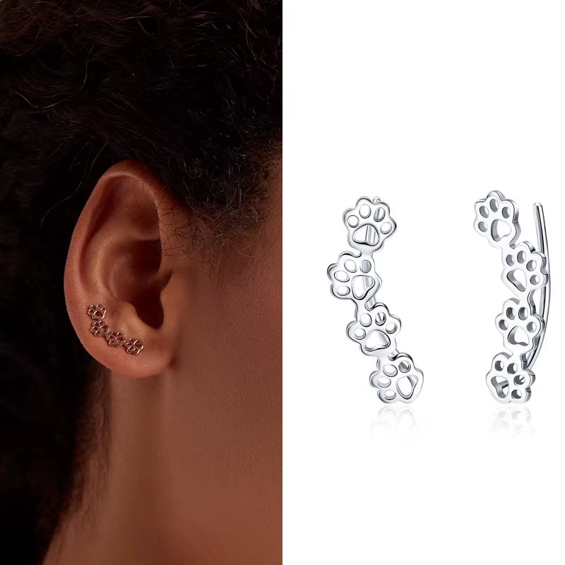Real 100% 925 Sterling Silver Lovely Cat Pet Stud Earrings for Women S925 Silver Earring Fashion Jewelry Gift FIE073