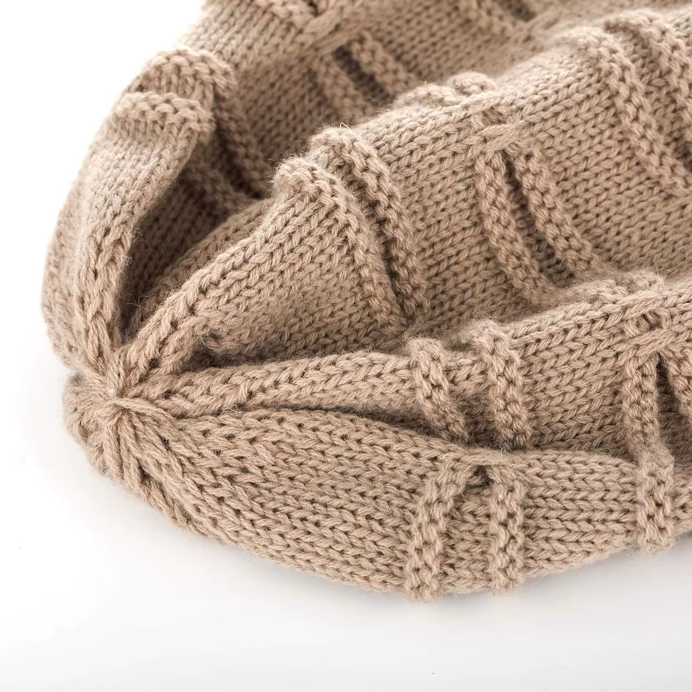 New True Letter Winter Hat Long Size Knitted Cap High Quality Casual Beanies for Men & Women Solid Bonnet Cap