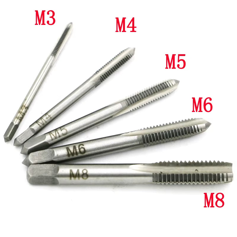 3F Hand Screw Thread Metric Plug Tap Set M3 M4 M5 M6 M8 with Adjustable Tap Wrench 1/16-1/4"