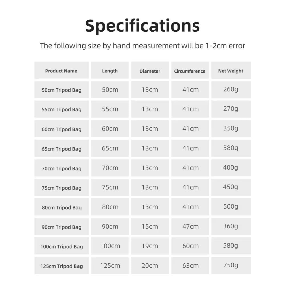 55/60/65/70/75/80/100/125Cm Padded Camera Monopod Tripod Carrying Bag Case/Light Stand Carry Bag / Umbrella Softbox Carrying Bag