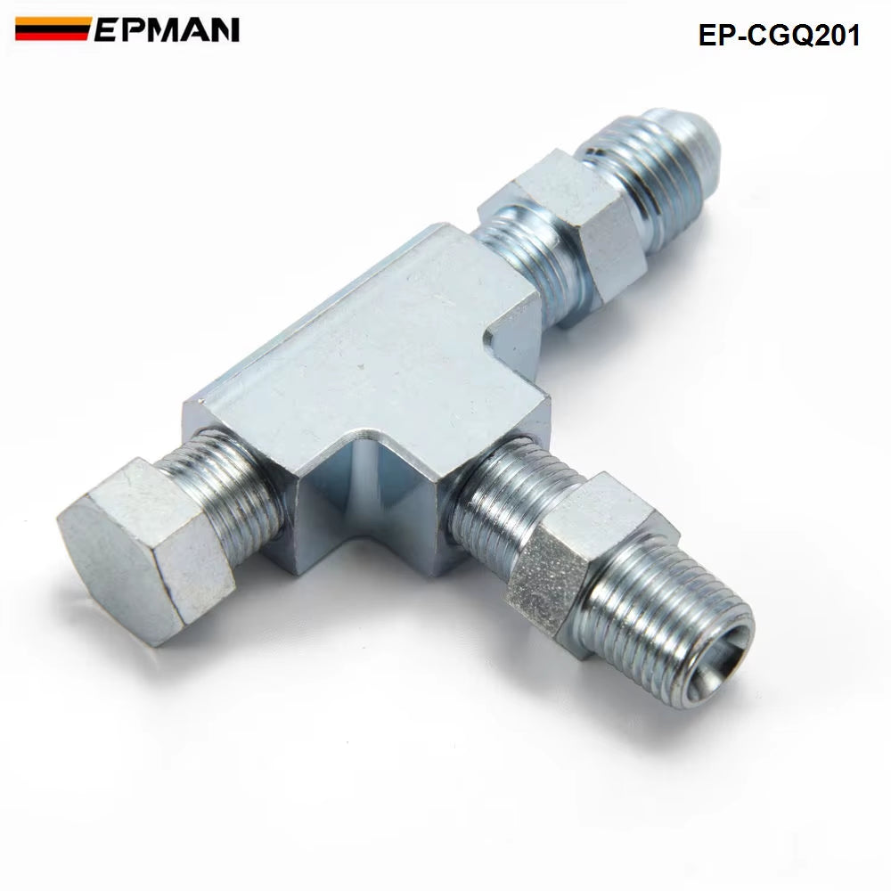 1/8NPT to 4AN Turbo Adapter Tee Fitting W/ Block Oil Feed Pressure Sensor EP-CGQ201