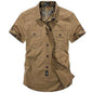 Fashion Cotton Casual Shirts Summer Men plus Size Loose Baggy Shirts Short Sleeve Turn-Down Collar Military Style Male Clothing