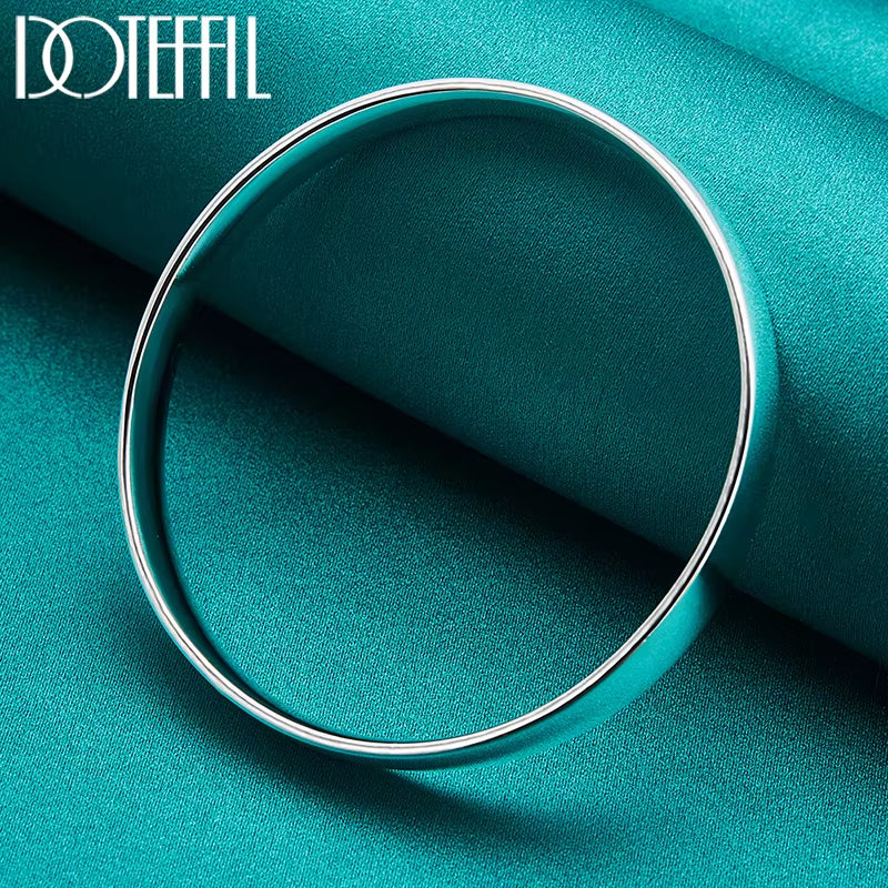 925 Sterling Silver 10Mm Smooth Solid Bracelet Bangles for Women Men Wedding Engagement Party Jewelry