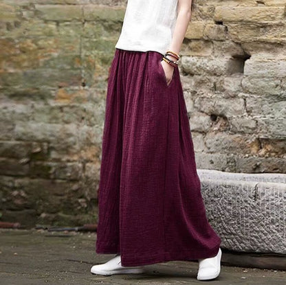 2025 Spring Fashion Cotton Wide Leg Pants plus Size Female Loose Casual Cotton Linen Pants Trouser Autunm Vintage Long Pants