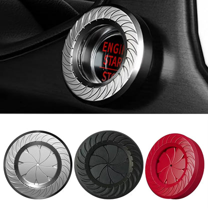 Car Engine Start Stop Button Trim Cover Ignition Switch Cap Rotate Knob Metal Ignition Switch Ring Protective Cover Inner Decor
