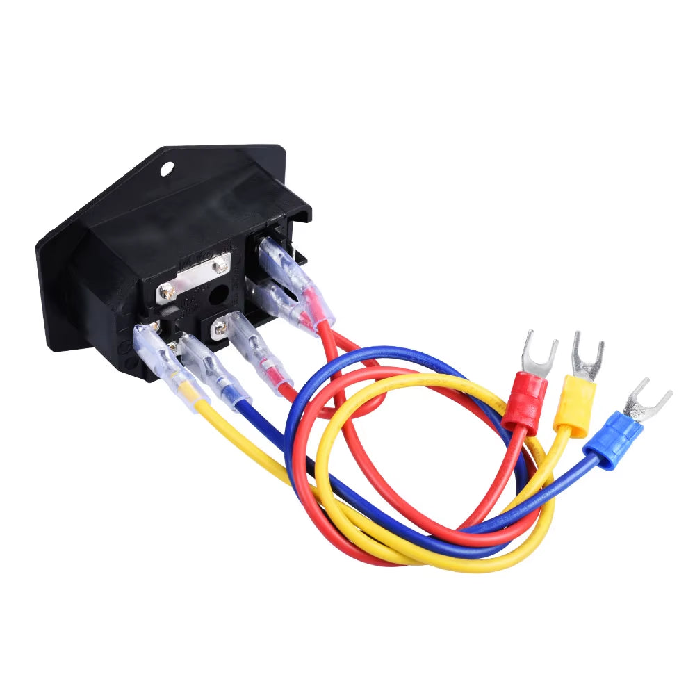 3D Printer Parts 10A 250V Power Switch AC Power Outlet with Red Triple Rocker Switch Fused Module Plug for 3D Printer