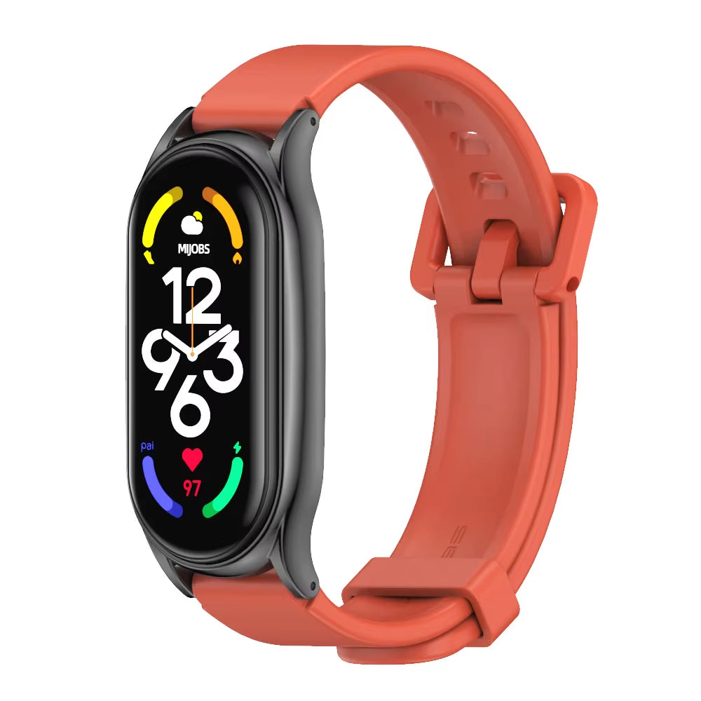 Strap for Mi Band 10 9 8 7 6 5 4 3 Bracelet Silicone Wristband for Xiaomi Mi Band 8 Metal Strap for Mi Band 7 Watchband Leather