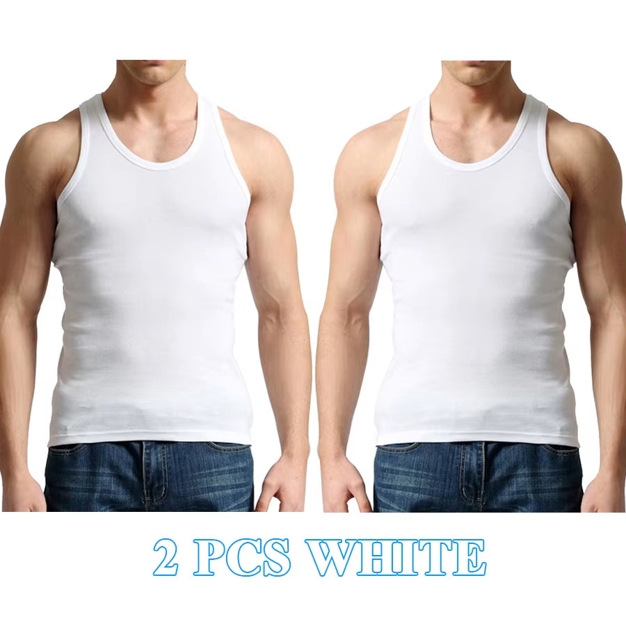 Tank Tops Men 100% Cotton Solid Vest Male Breathable Sleeveless Tops Slim Casual Gym Running Comfortable Undershirt Mens Gift