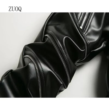 New Winter Men Skinny Biker Pu Leather Pants High Street Fashion Motorcycle Trousers for Male Stage Club Wear