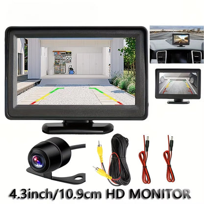 Car Monitor Camera 4.3-Inch Display HD Reversing Rearview Camera Car Reversing Kit for Car Pickup Universal RV SUV ALL