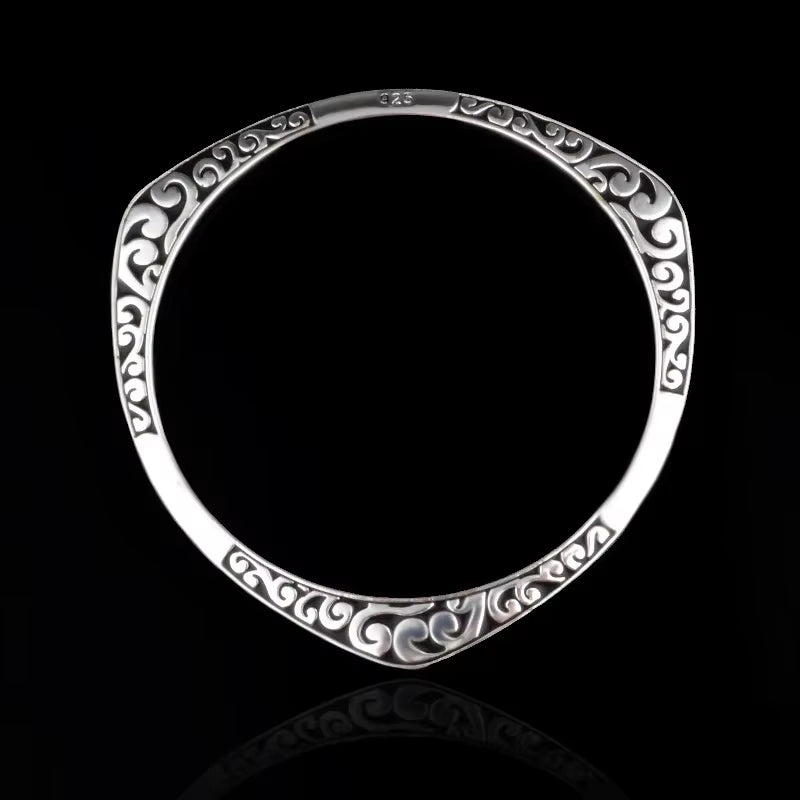 New Arrival 925 Tibetan Sterling Silver Bracelets Women Cuff Bracelet Bangle Hot Sale Luxury with Stamp Jewelry